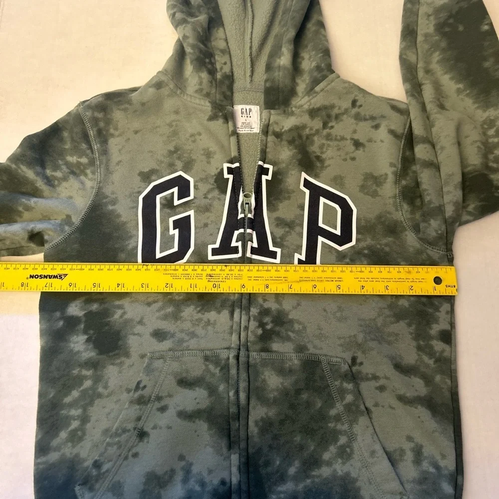 GAP Kids Olive Tie-Dye Zip Hoodie with kangaroo pockets. Sz-L. CC1